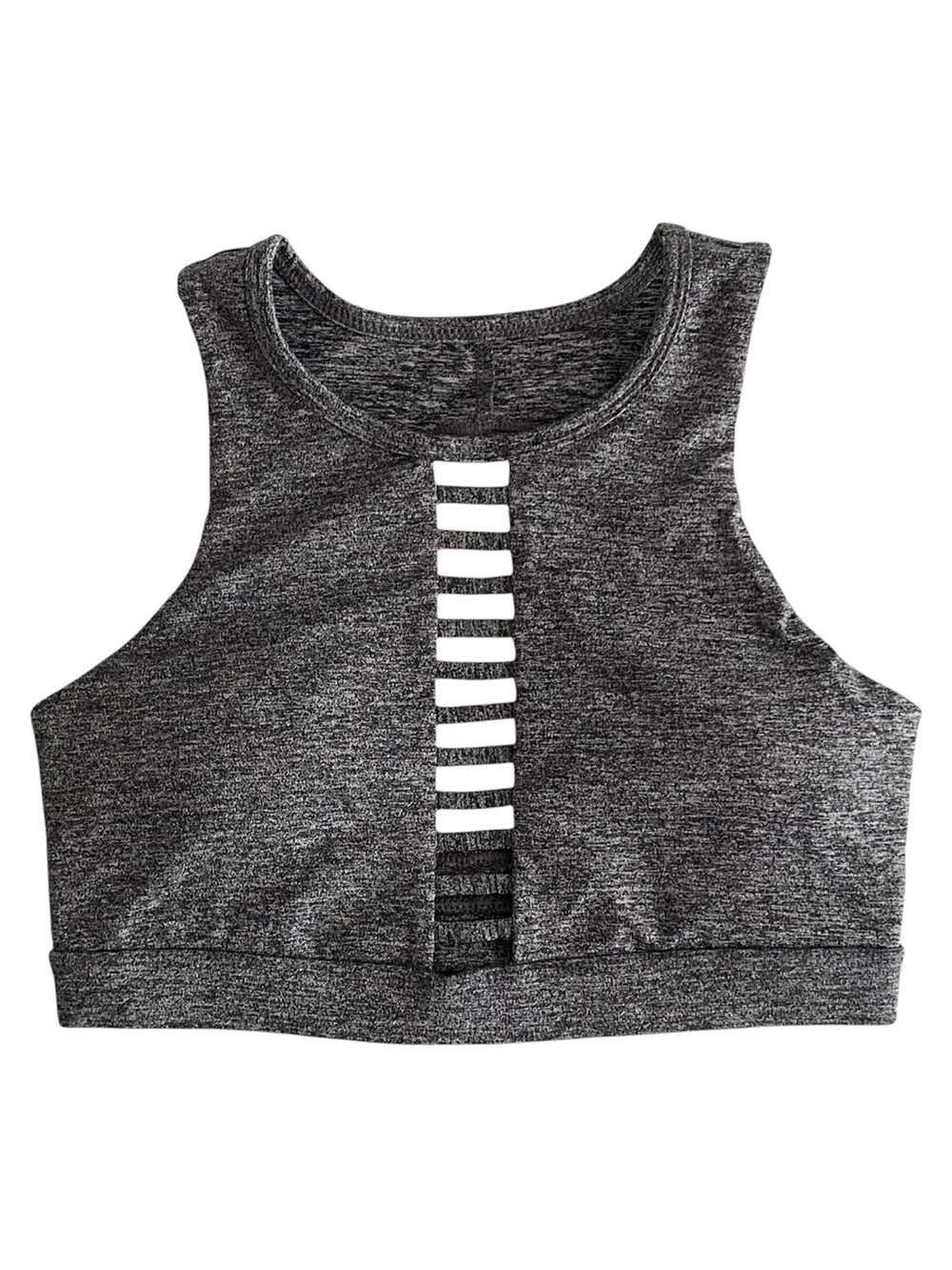 Forever 21 High Neck Ladder Cutout Gray Grey Crop Top Sports Bra Women's Size S
